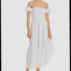 Staud Elio White Midi Dress, NWT